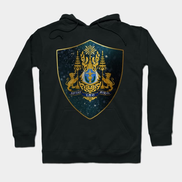 Cambodia Coat of Arms and Starry Nights Shield Hoodie by Family Heritage Gifts